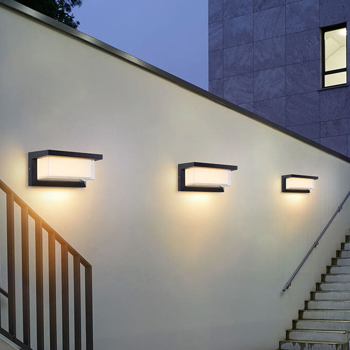 Hjemix | Moderne Minimalistisk Solrektangel PC LED Utendørs Vegglampe For Utendørs Patio