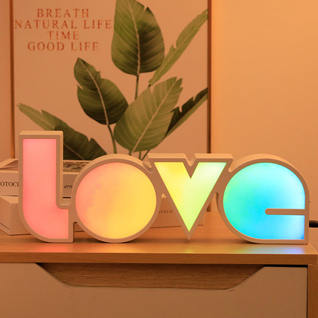 Hjemix | Modern Art Deco vanntett PS LOVE bokstaver LED bordlampe for soverommet