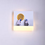 Hjemix | Moderne Kreativ Jern Harpiks Rund Astronaut LED Vegglampe for Soverom