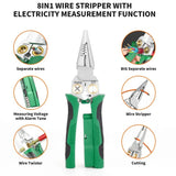 Hjemix | 8 i 1 Ledningsstripper Twister for Kutting og Trekking av Ledninger, Kabelsakser, Spenningsmåler Tenger, 12V til 250V Live
