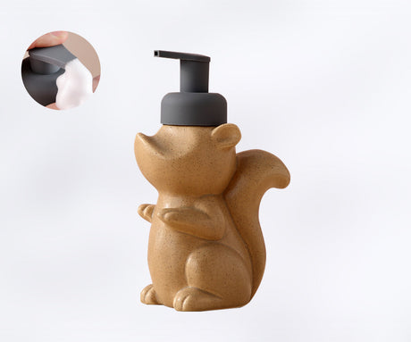 Hjemix | Keramisk Såpedispenser, Ekorre Skum Pumpe Baderomsflaske, Dyre Design, Påfyllbar Gjenbrukbar Lotion Pumpe for Bad Kjøkken, 510ml/17.2oz