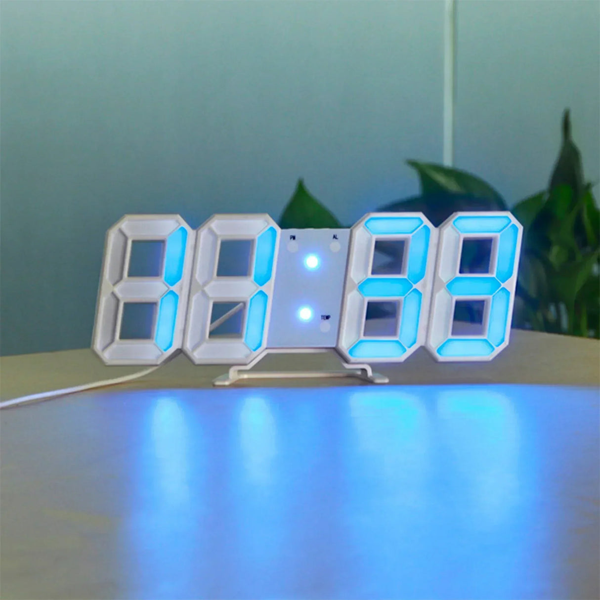 Hjemix 3D LED Veggklokke | Moderne Digital Klokke | Dimmbar LED Lys | Stilfull Veggdekor