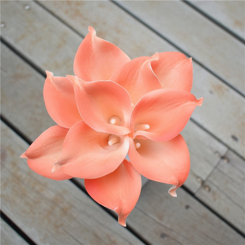 Hjemix | 10 marineblå Calla lilje PU Real Touch blomster bryllupsdekorasjon buketter borddekorasjon kunstige blomster hjemmedekor