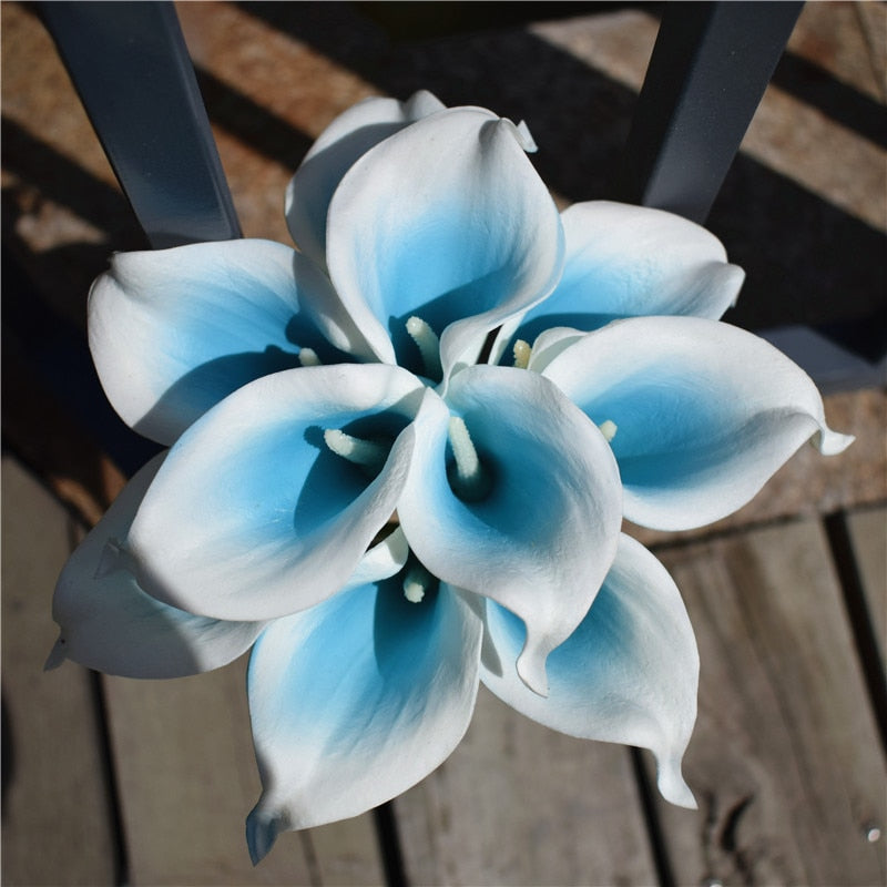 Hjemix | 10 marineblå Calla lilje PU Real Touch blomster bryllupsdekorasjon buketter borddekorasjon kunstige blomster hjemmedekor