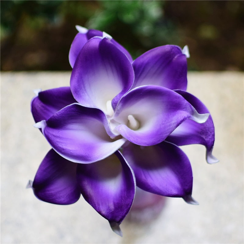Hjemix | 10 marineblå Calla lilje PU Real Touch blomster bryllupsdekorasjon buketter borddekorasjon kunstige blomster hjemmedekor