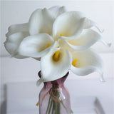Hjemix | 10 marineblå Calla lilje PU Real Touch blomster bryllupsdekorasjon buketter borddekorasjon kunstige blomster hjemmedekor
