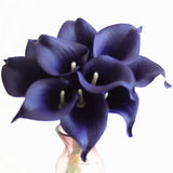 Hjemix | 10 marineblå Calla lilje PU Real Touch blomster bryllupsdekorasjon buketter borddekorasjon kunstige blomster hjemmedekor