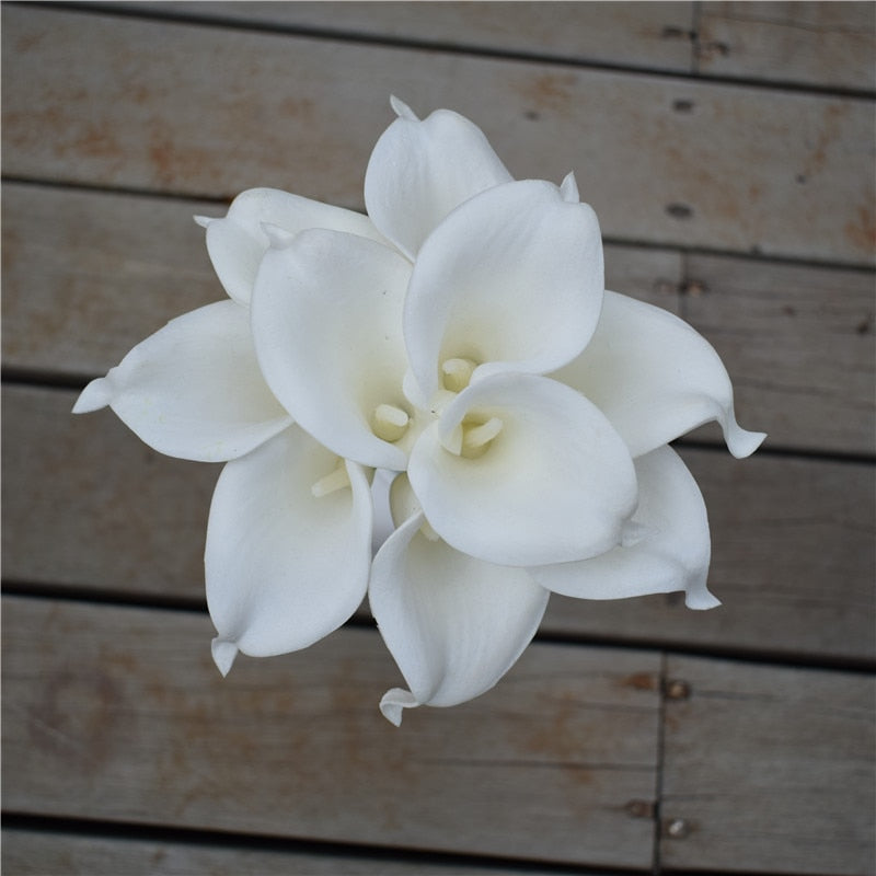 Hjemix | 10 marineblå Calla lilje PU Real Touch blomster bryllupsdekorasjon buketter borddekorasjon kunstige blomster hjemmedekor
