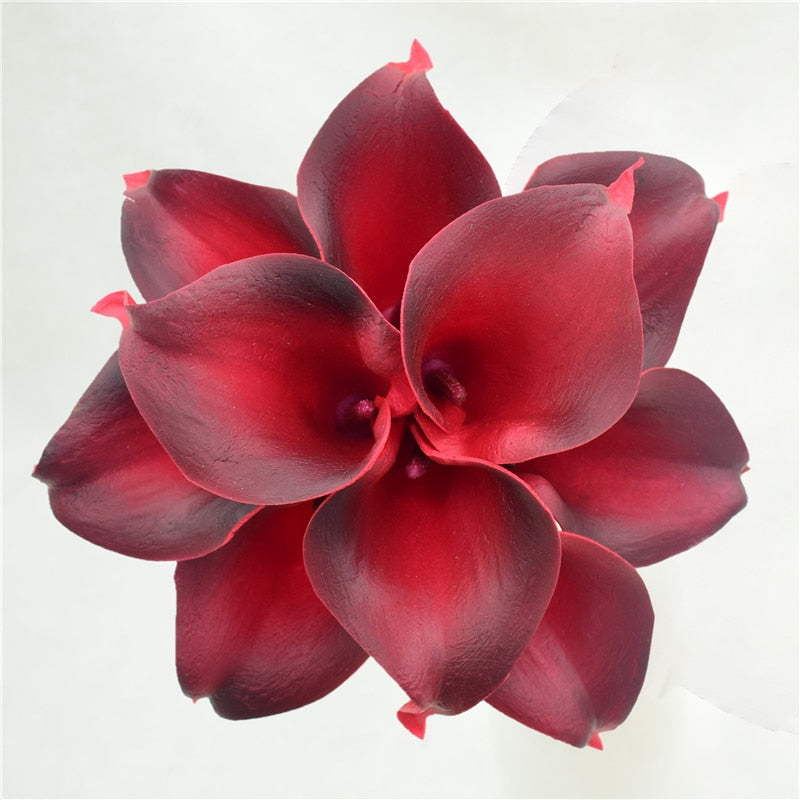 Hjemix | 10 marineblå Calla lilje PU Real Touch blomster bryllupsdekorasjon buketter borddekorasjon kunstige blomster hjemmedekor
