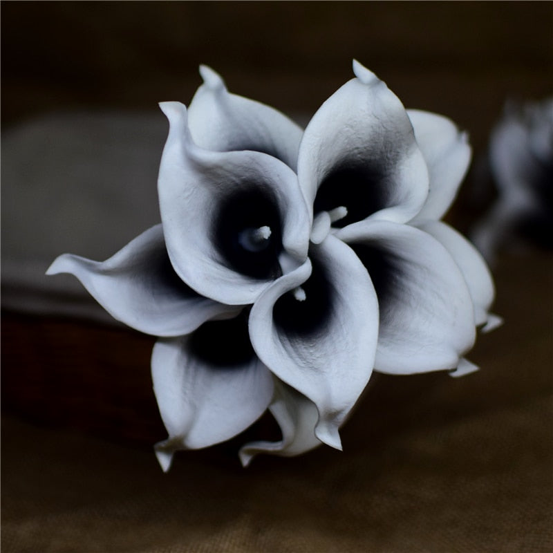 Hjemix | 10 marineblå Calla lilje PU Real Touch blomster bryllupsdekorasjon buketter borddekorasjon kunstige blomster hjemmedekor