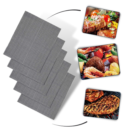 Hjemix | Teflon Non-stick BBQ Grill Mesh Mat for gjenbrukbar rengjøring
