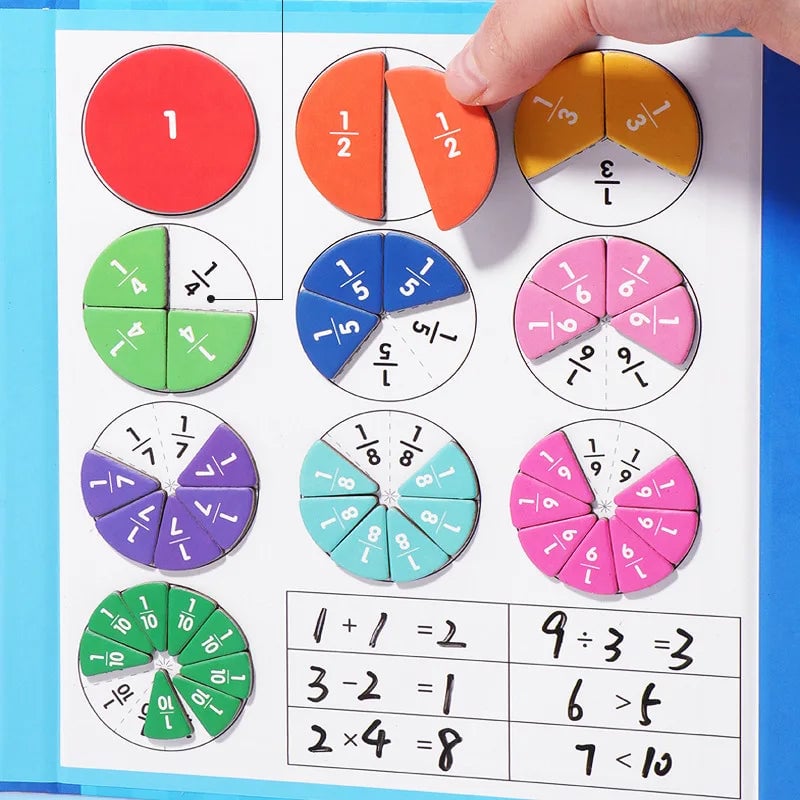 Hjemix | Montessori Magnetisk Bok Brøk Puslespill For Barn
