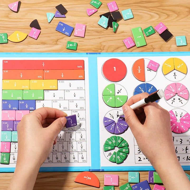 Hjemix | Montessori Magnetisk Bok Brøk Puslespill For Barn