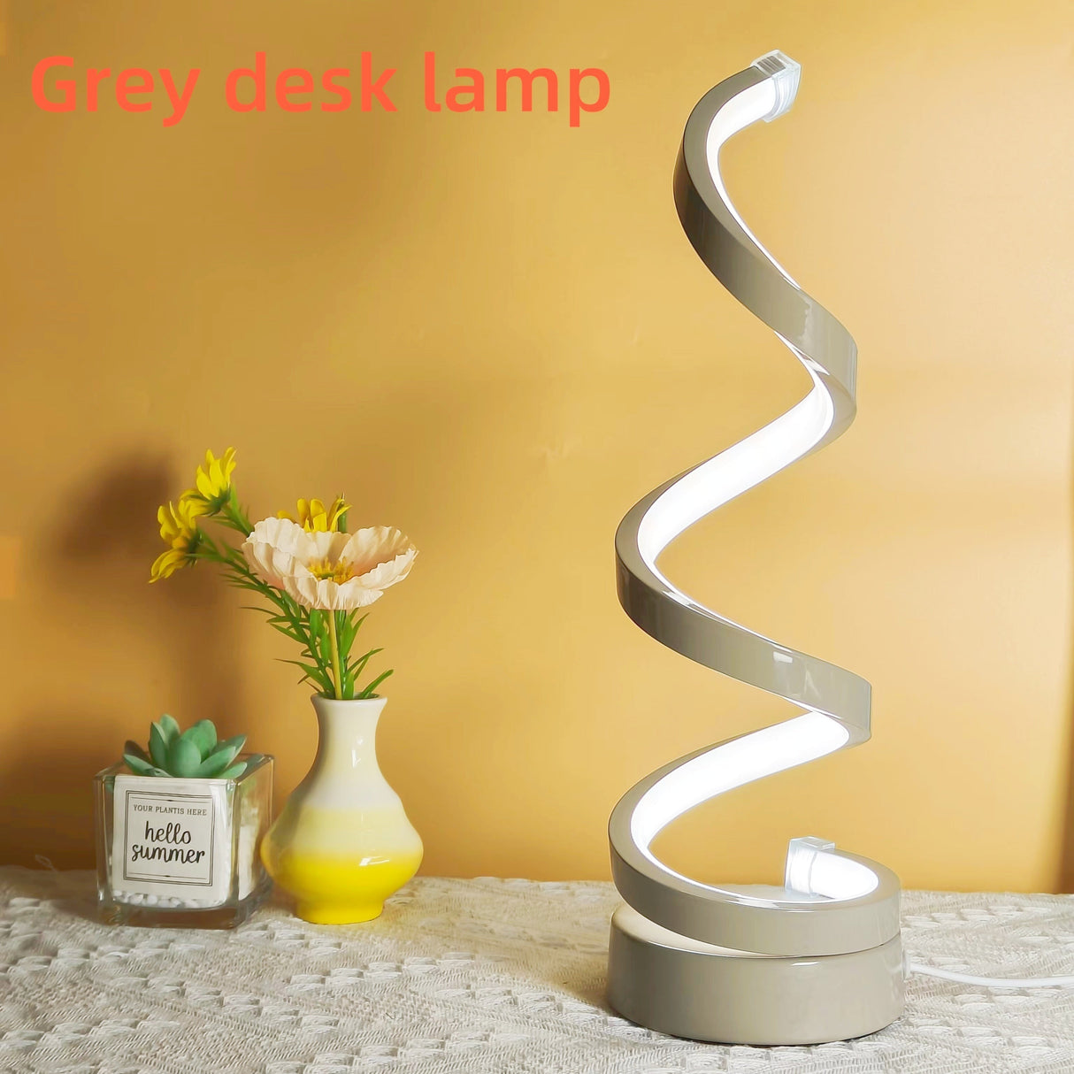 Hjemix | Modern Spiral Table Lamp – Kreativ LED Skrivebordslampe med Mild Varme Lys, Perfekt for Soverom, Stue, og Studie Dekor