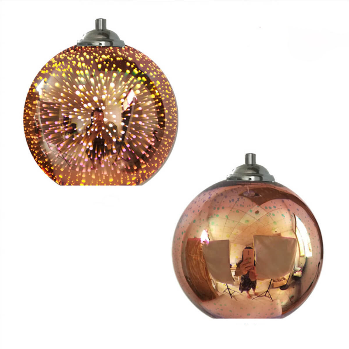 Hjemix | Moderne kreativ 3D fargerik fyrverkeriglass 1-lampe kuppelpendellampe