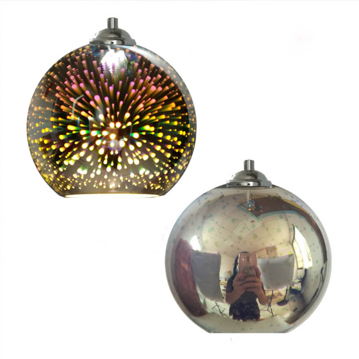 Hjemix | Moderne kreativ 3D fargerik fyrverkeriglass 1-lampe kuppelpendellampe