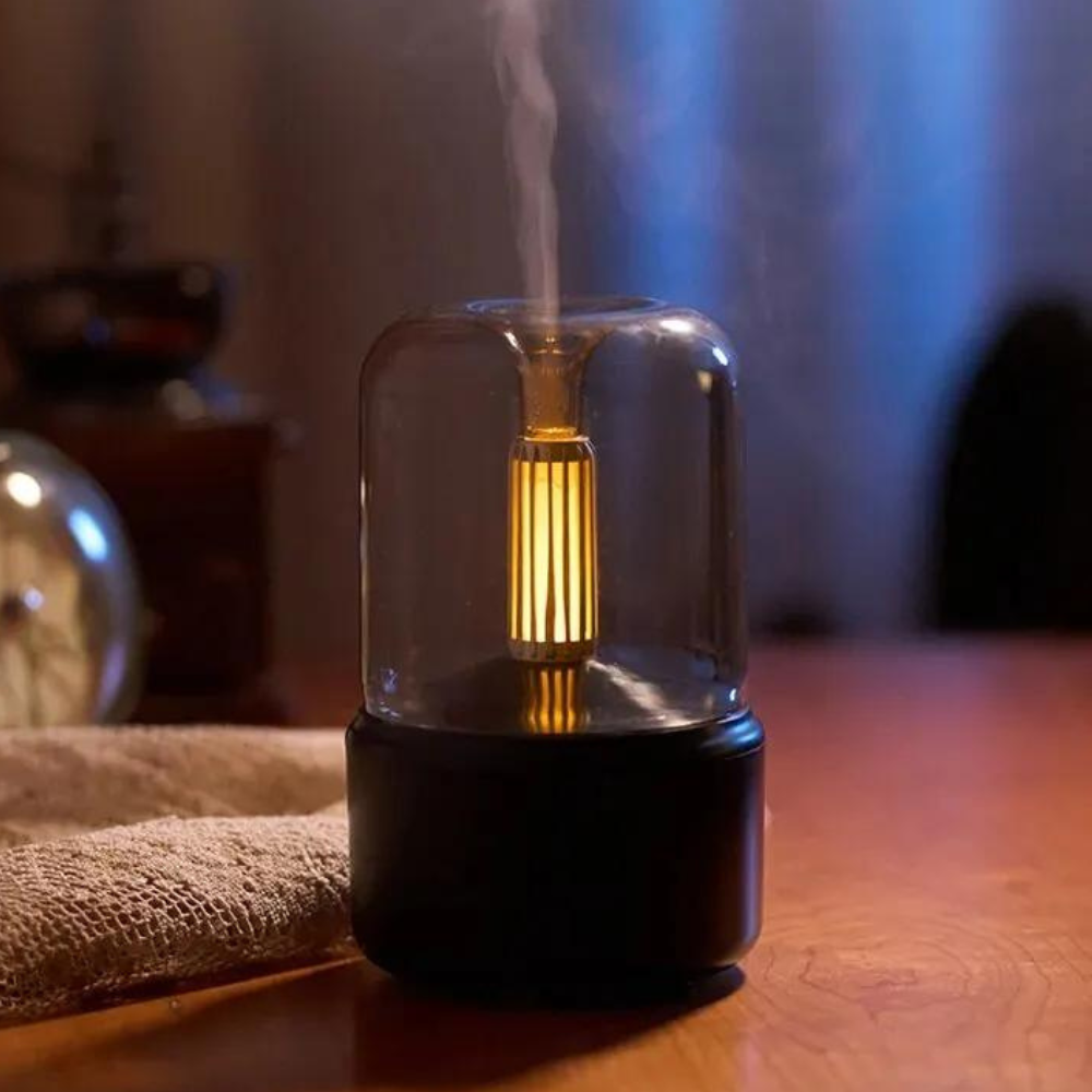 Hjemix | Retro Aroma Diffuser med Nattlys - USB Essensiell Olje Luftfukter for Hjem og Kontor