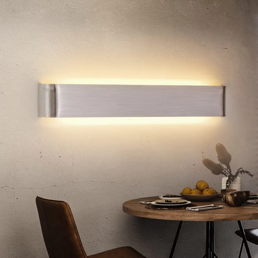 Hjemix | Nordisk LED Vegglampe - Moderne Børstet Aluminum Innendørs Vegglampe