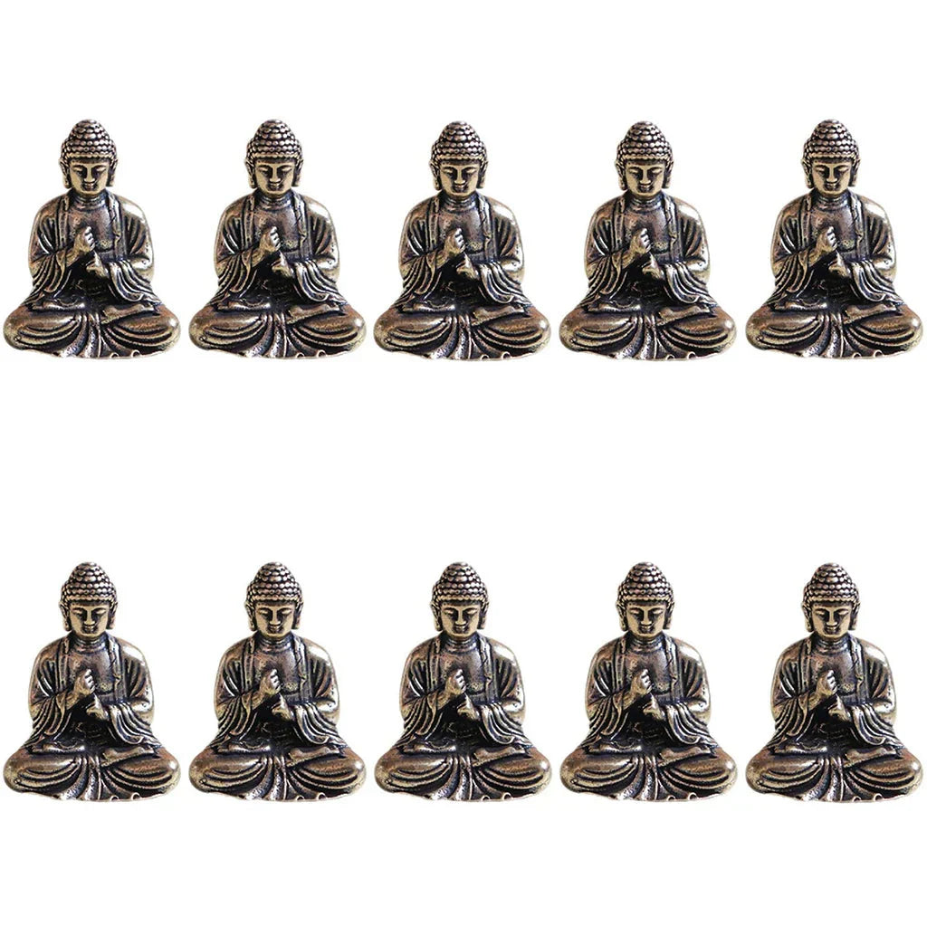 Hjemix | 10 deler mini messing sittende Buddha statue figur for reise buddhisme tilbedelse hjem kontor skrivebord dekorasjon