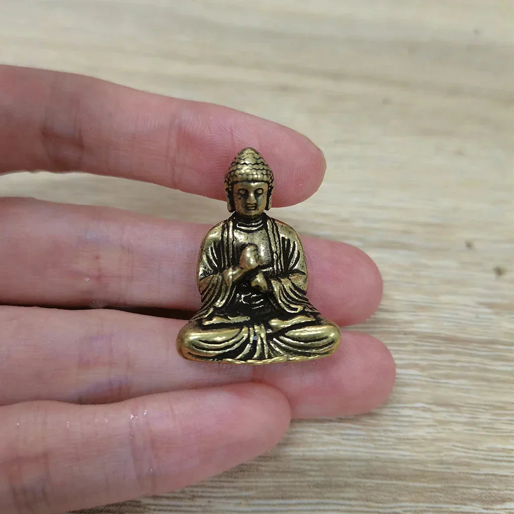 Hjemix | 10 deler mini messing sittende Buddha statue figur for reise buddhisme tilbedelse hjem kontor skrivebord dekorasjon