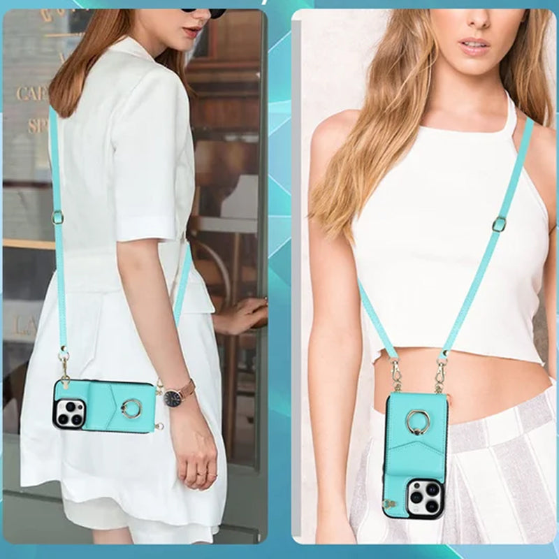 Hjemix | Læderlommebok med ring og snor for iPhone