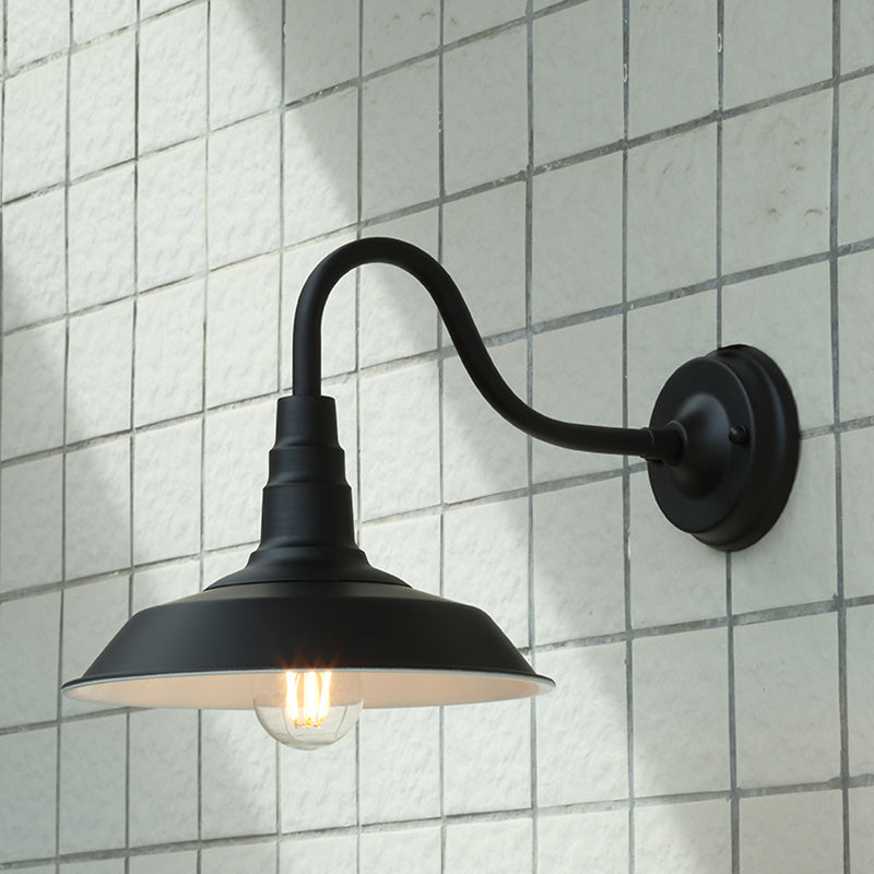 Hjemix | Noctura Klassisk Vegglampe | Vintage Design | Jernramme med Rund Glasskjerm | 1-Lys Spisestue Belysning