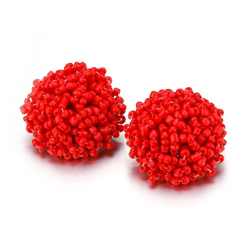 Hjemix | Lys og morsom håndlaget multicolor perle pompom stud øredobber