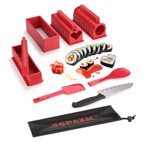 Hjemix | 11-delt: Sushi Maker Set Sushi Ruller med høykvalitets Sushi Kniv