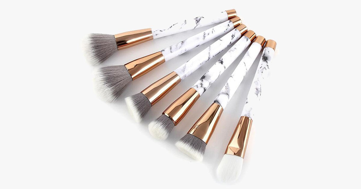 Hjemix | Pro Makeup Brush Set of 15 med Rose- og Marmor mønster - Perfekt for alle Makeup Applikasjoner