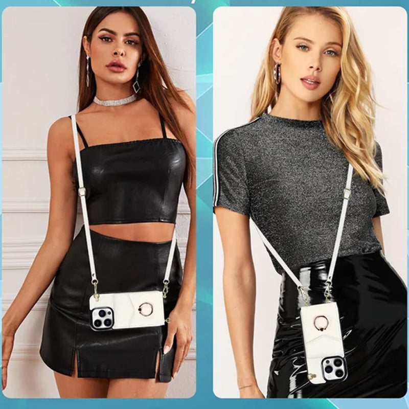 Hjemix | Læderlommebok med ring og snor for iPhone