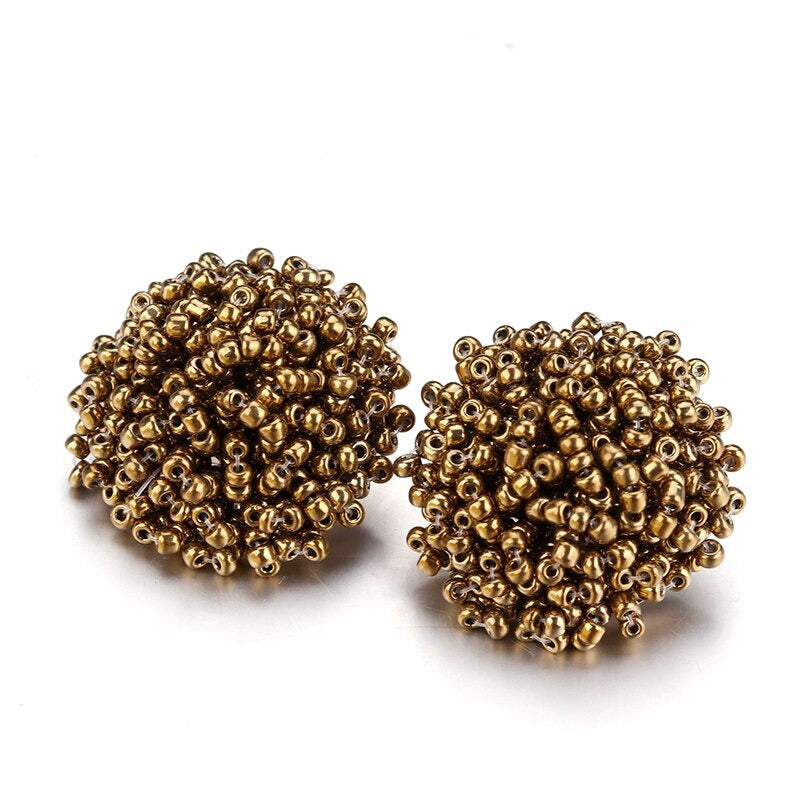 Hjemix | Lys og morsom håndlaget multicolor perle pompom stud øredobber