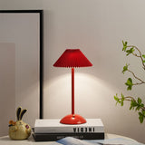 Hjemix | Moderne skandinavisk oppladbar jernstoff cone plisserte LED bordlampe for nattbord