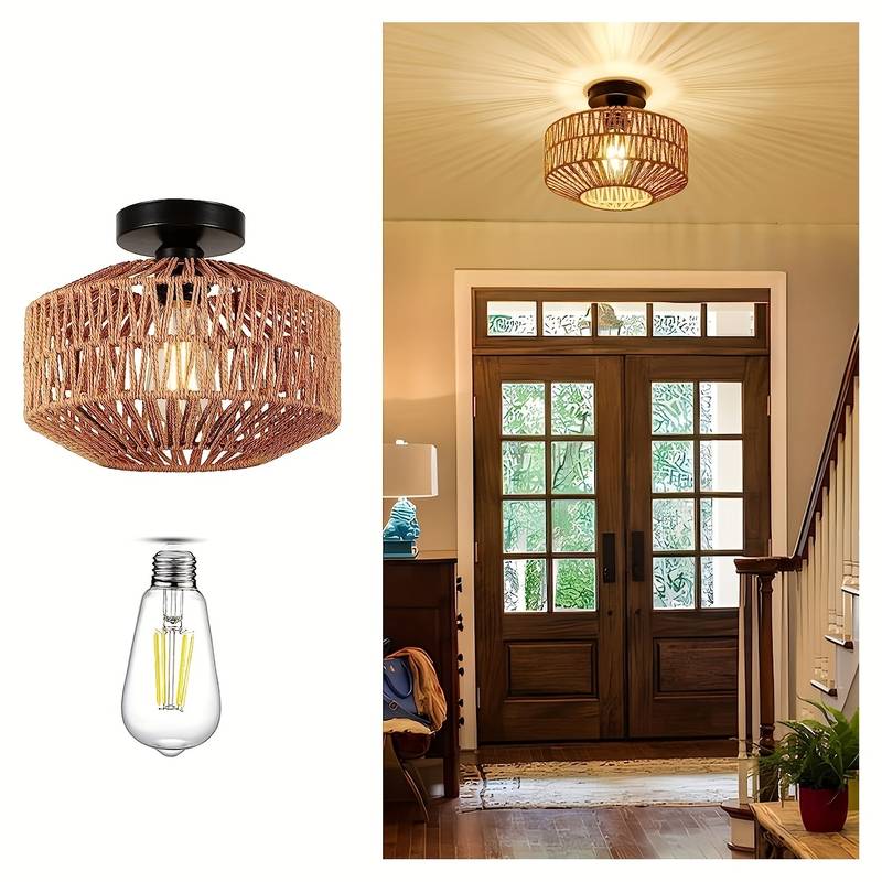 GarduruLuminaire Taklampe Bohemsk | Hengelys laget av Håndlaget Rattan for Stue og Soverom