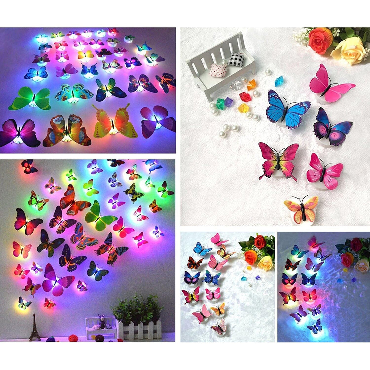 Hjemix | 12-pak: LED sommerfugl dekorasjon nattlys