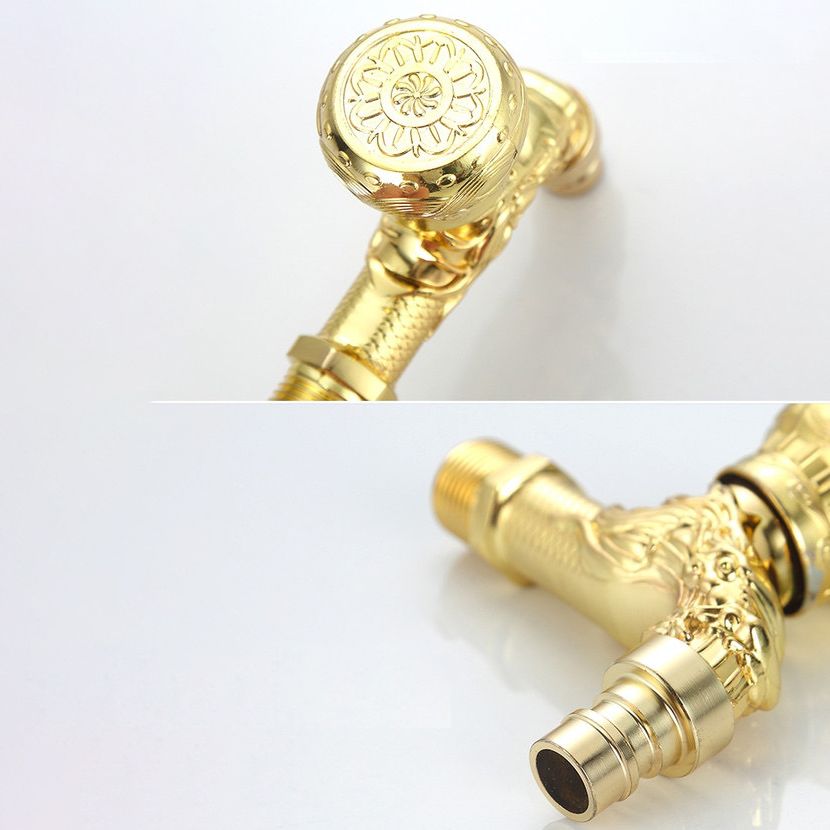 Hjemix | Vintage Classic Faucet Water Lock Single Handle Dragon Engraving Wall Mounted Faucet