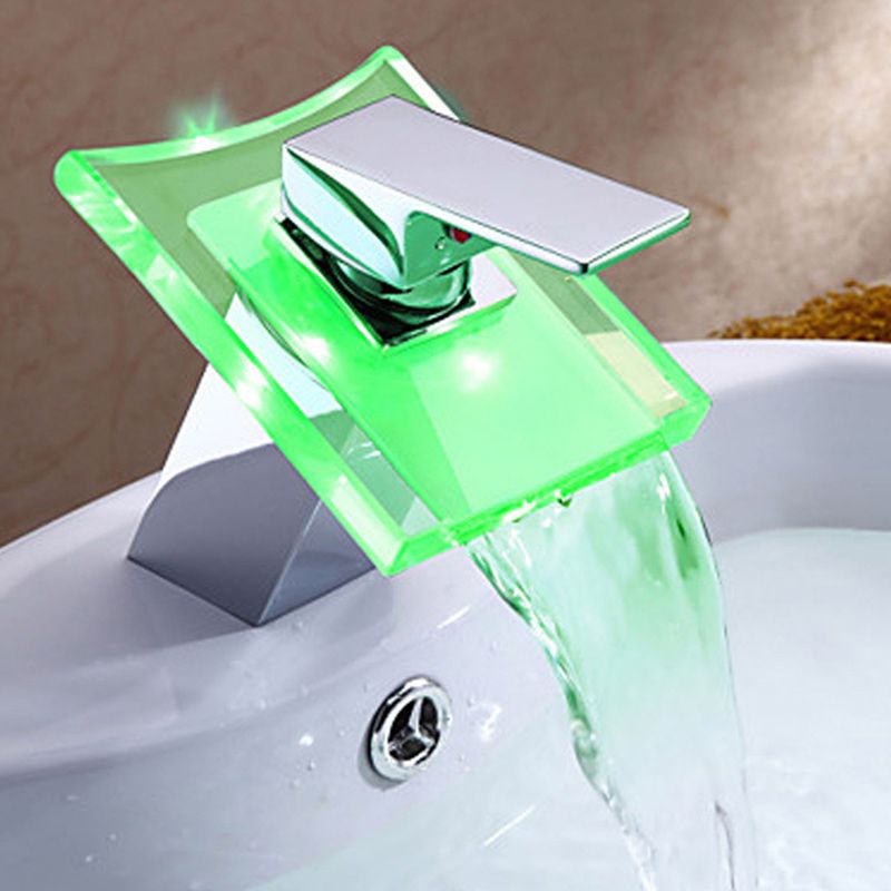 Hjemix | 1-Lever Vanity Blandet Krane 1-Hull Kobber Vask Krane med LED-Belysning