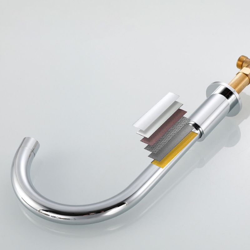 Hjemix | Gåsehals Badservantkran 2 Håndtak Varmt og Kaldt Vann Servantkran med Avløp