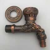 Hjemix | Vintage Classic Faucet Water Lock Single Handle Dragon Engraving Wall Mounted Faucet