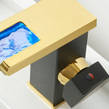 Hjemix | Moderne vannfall tut baderom vask med LED messing baderom vask