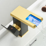Hjemix | Moderne vannfall tut baderom vask med LED messing baderom vask