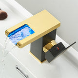 Hjemix | Moderne vannfall tut baderom vask med LED messing baderom vask
