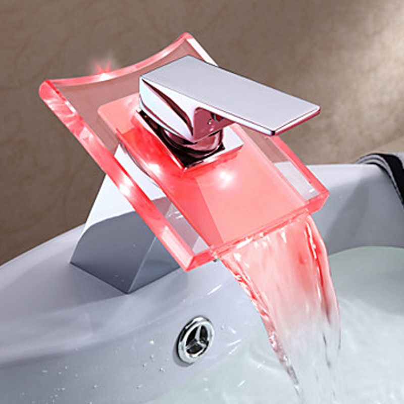 Hjemix | 1-Lever Vanity Blandet Krane 1-Hull Kobber Vask Krane med LED-Belysning
