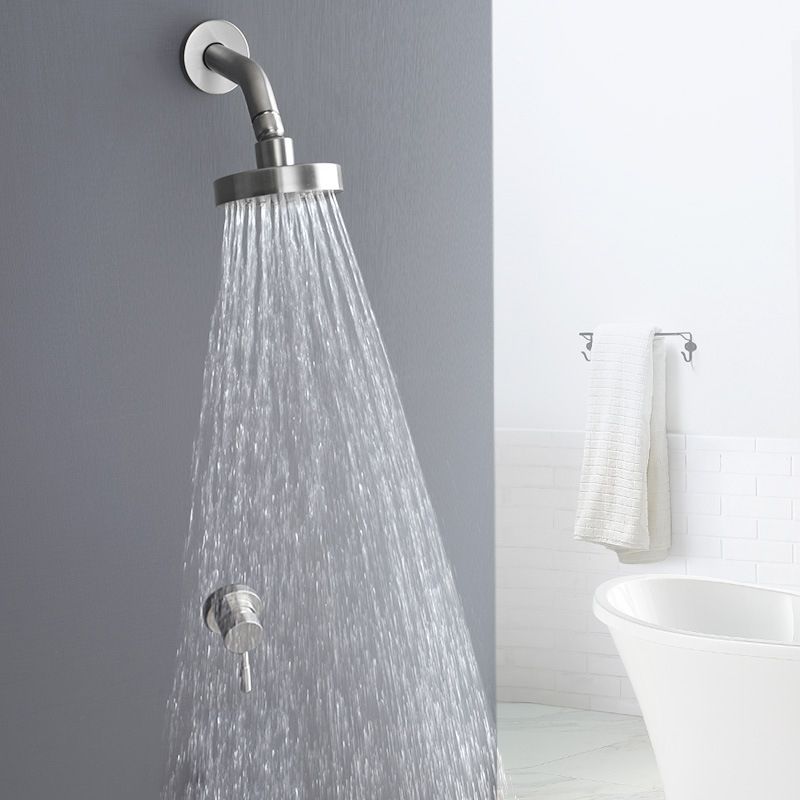 Hjemix | Rustfritt Stål Dusj Kombinasjon Rund Fast Dusjhode med Dusjarm