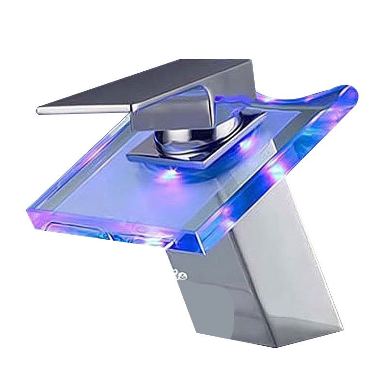 Hjemix | 1-Lever Vanity Blandet Krane 1-Hull Kobber Vask Krane med LED-Belysning