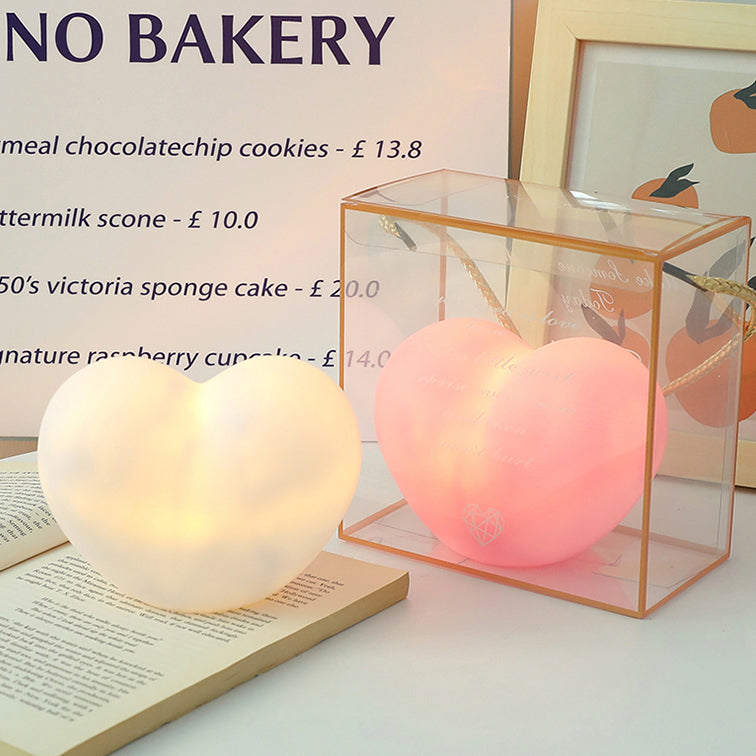 Hjemix | LuvSphere Silikon LED Nattlys | Hjerteformet Design | Bordlampe | Varm Stemningslys | Dekorativ