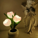 Hjemix | LED Tulipan Nattbordlampe Blomster Bordlampe
