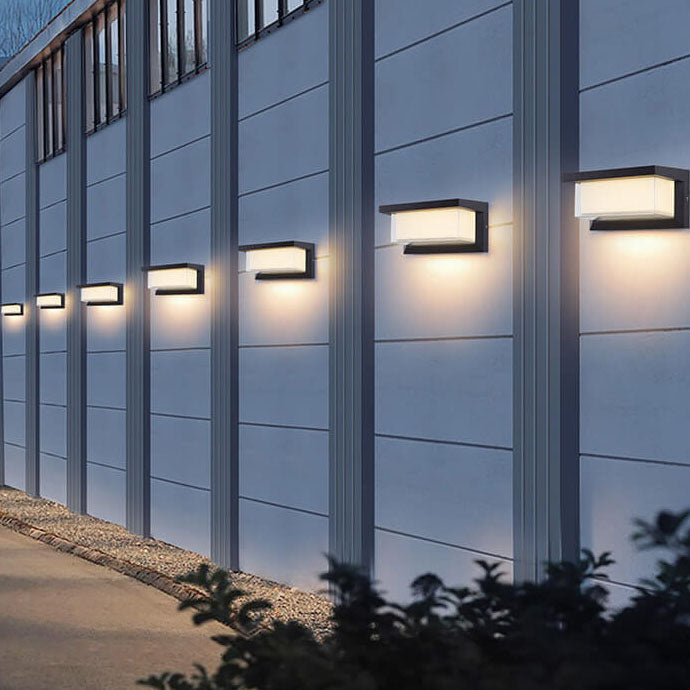 Hjemix | Moderne Minimalistisk Solrektangel PC LED Utendørs Vegglampe For Utendørs Patio