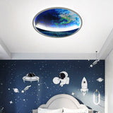 Hjemix | Modern Art Deco Planet Earth Rund Silikon Jern LED Taklampe For Stue