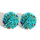 Hjemix | Lys og morsom håndlaget multicolor perle pompom stud øredobber