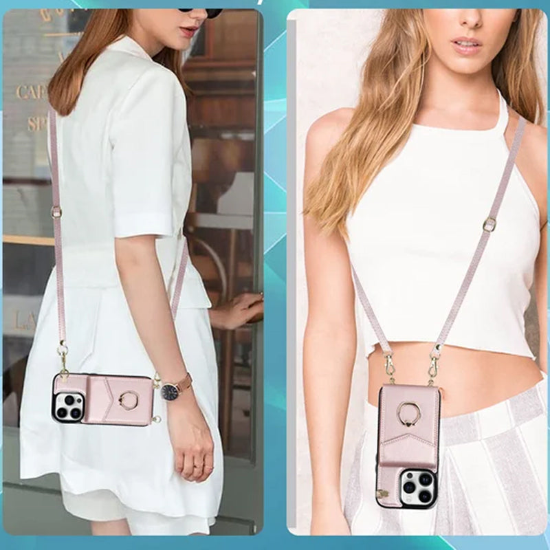 Hjemix | Læderlommebok med ring og snor for iPhone